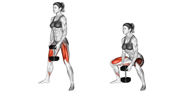 demonstration of drop squats exercise